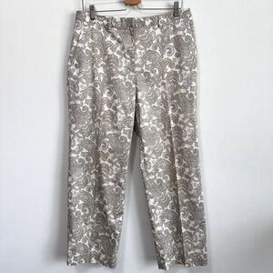 Brooks Brothers 346 Stretch Paisley Pants 12‎ Crop Pockets Classic Work Designer